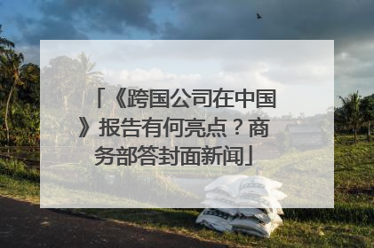 《跨国公司在中国》报告有何亮点？商务部答封面新闻