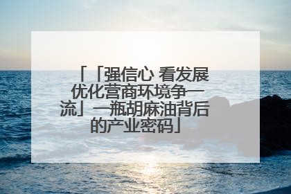 「强信心 看发展 优化营商环境争一流」一瓶胡麻油背后的产业密码