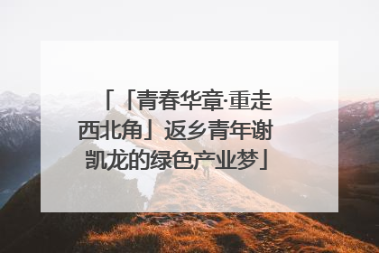「青春华章·重走西北角」返乡青年谢凯龙的绿色产业梦