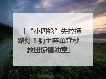 “小四轮”失控撞路灯！骑手弃单夺秒救出惊惶幼童