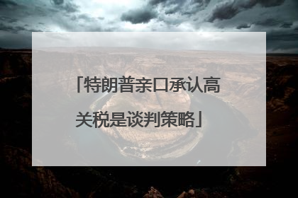 特朗普亲口承认高关税是谈判策略
