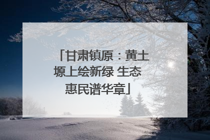 甘肃镇原：黄土塬上绘新绿 生态惠民谱华章