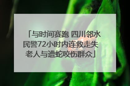 与时间赛跑 四川邻水民警72小时内连救走失老人与遭蛇咬伤群众