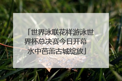 世界泳联花样游泳世界杯总决赛今日开幕 水中芭蕾古城绽放
