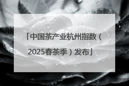 中国茶产业杭州指数（2025春茶季）发布
