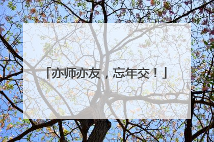 亦师亦友，忘年交！