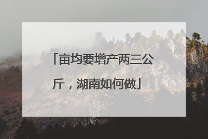 亩均要增产两三公斤，湖南如何做