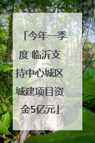 今年一季度 临沂支持中心城区城建项目资金5亿元