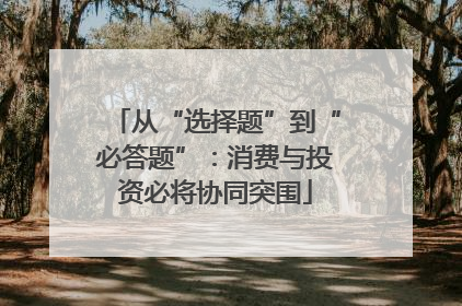 从“选择题”到“必答题”：消费与投资必将协同突围