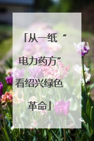从一纸“电力药方”看绍兴绿色革命