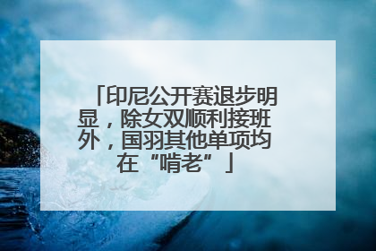 印尼公开赛退步明显，除女双顺利接班外，国羽其他单项均在“啃老”