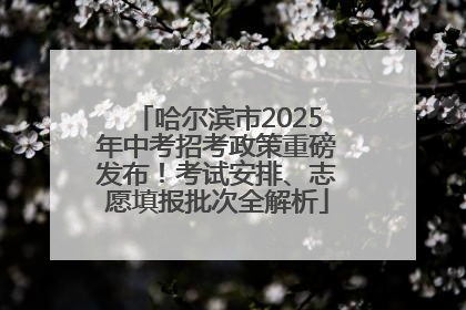 哈尔滨市2025年中考招考政策重磅发布！考试安排、志愿填报批次全解析