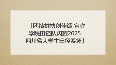 团结拼搏创佳绩 宜宾学院田径队闪耀2025四川省大学生田径赛场