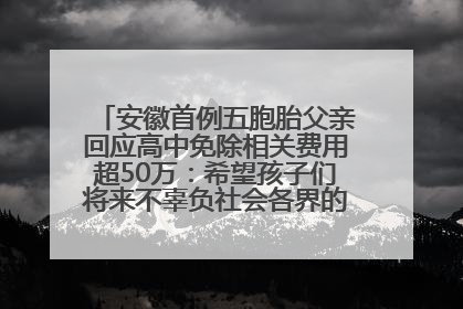 安徽首例五胞胎父亲回应高中免除相关费用超50万：希望孩子们将来不辜负社会各界的帮助与支持