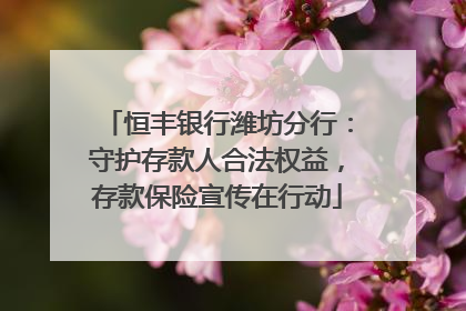 恒丰银行潍坊分行：守护存款人合法权益，存款保险宣传在行动