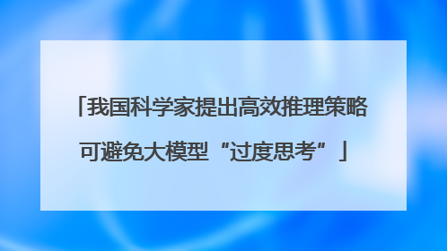 我国科学家提出高效推理策略 可避免大模型“过度思考”
