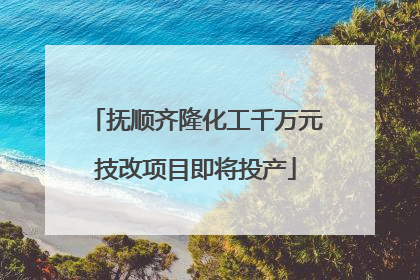 抚顺齐隆化工千万元技改项目即将投产