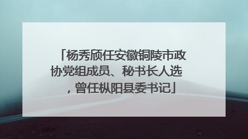 杨秀颀任安徽铜陵市政协党组成员、秘书长人选，曾任枞阳县委书记