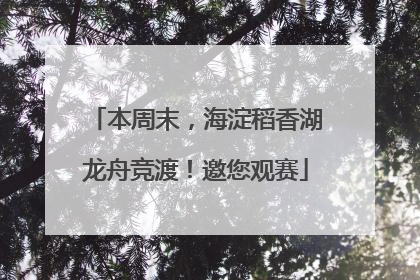 本周末，海淀稻香湖龙舟竞渡！邀您观赛