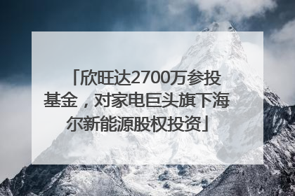 欣旺达2700万参投基金，对家电巨头旗下海尔新能源股权投资