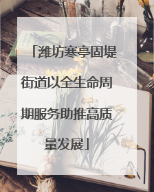 潍坊寒亭固堤街道以全生命周期服务助推高质量发展