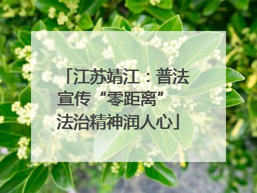 江苏靖江：普法宣传“零距离” 法治精神润人心