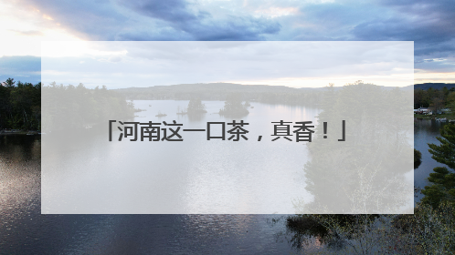 河南这一口茶，真香！