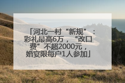 河北一村“新规”：彩礼最高6万，“改口费”不超2000元，婚宴限每户1人参加