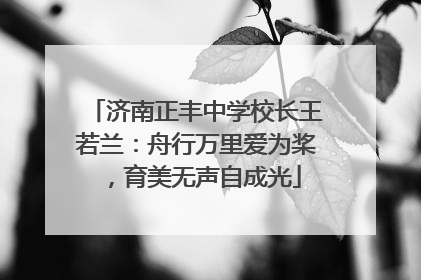 济南正丰中学校长王若兰：舟行万里爱为桨，育美无声自成光