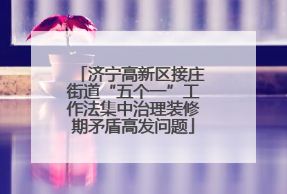 济宁高新区接庄街道“五个一”工作法集中治理装修期矛盾高发问题