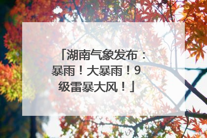 湖南气象发布：暴雨！大暴雨！9级雷暴大风！