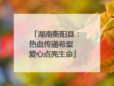 湖南衡阳县：热血传递希望 爱心点亮生命