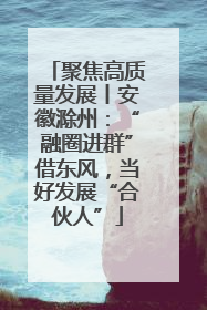 聚焦高质量发展丨安徽滁州：“融圈进群”借东风，当好发展“合伙人”