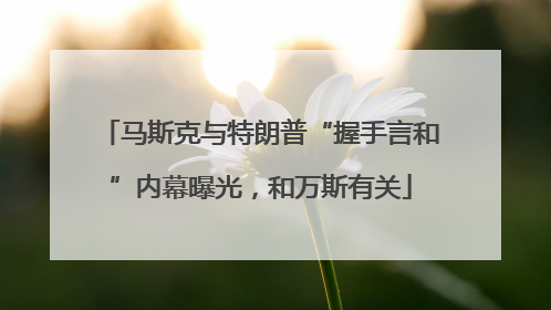 马斯克与特朗普“握手言和”内幕曝光，和万斯有关