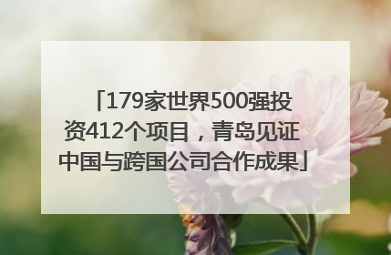 179家世界500强投资412个项目，青岛见证中国与跨国公司合作成果
