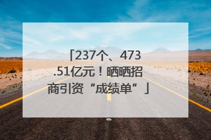 237个、473.51亿元！晒晒招商引资“成绩单”